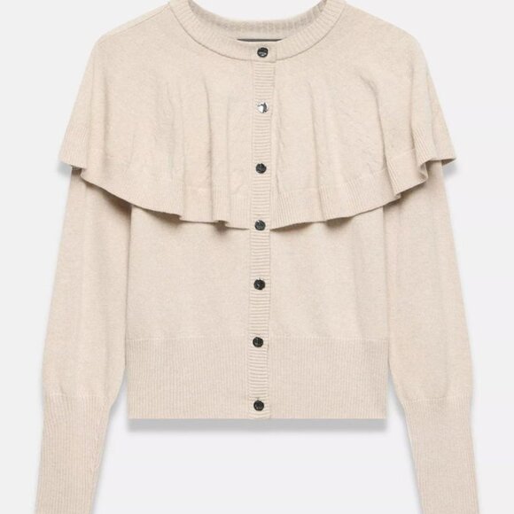 MINT VELVET Cream Cape Detail Cashmere Blend Cardigan Size M - Picture 2 of 7